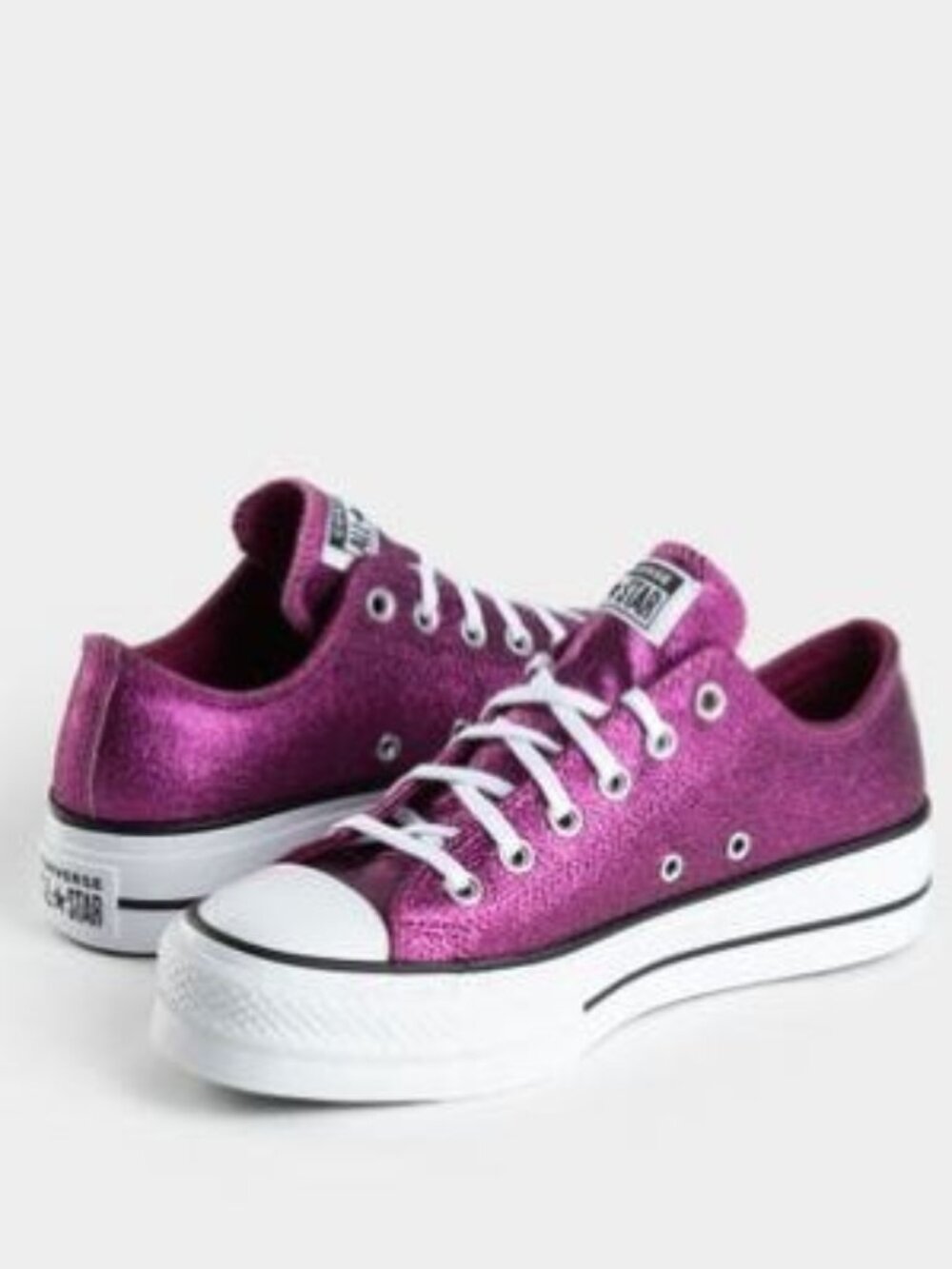 Converse CTAS Glitter Lift Platform Ox Sneakers Low Top Sparkle Party Berry Pink